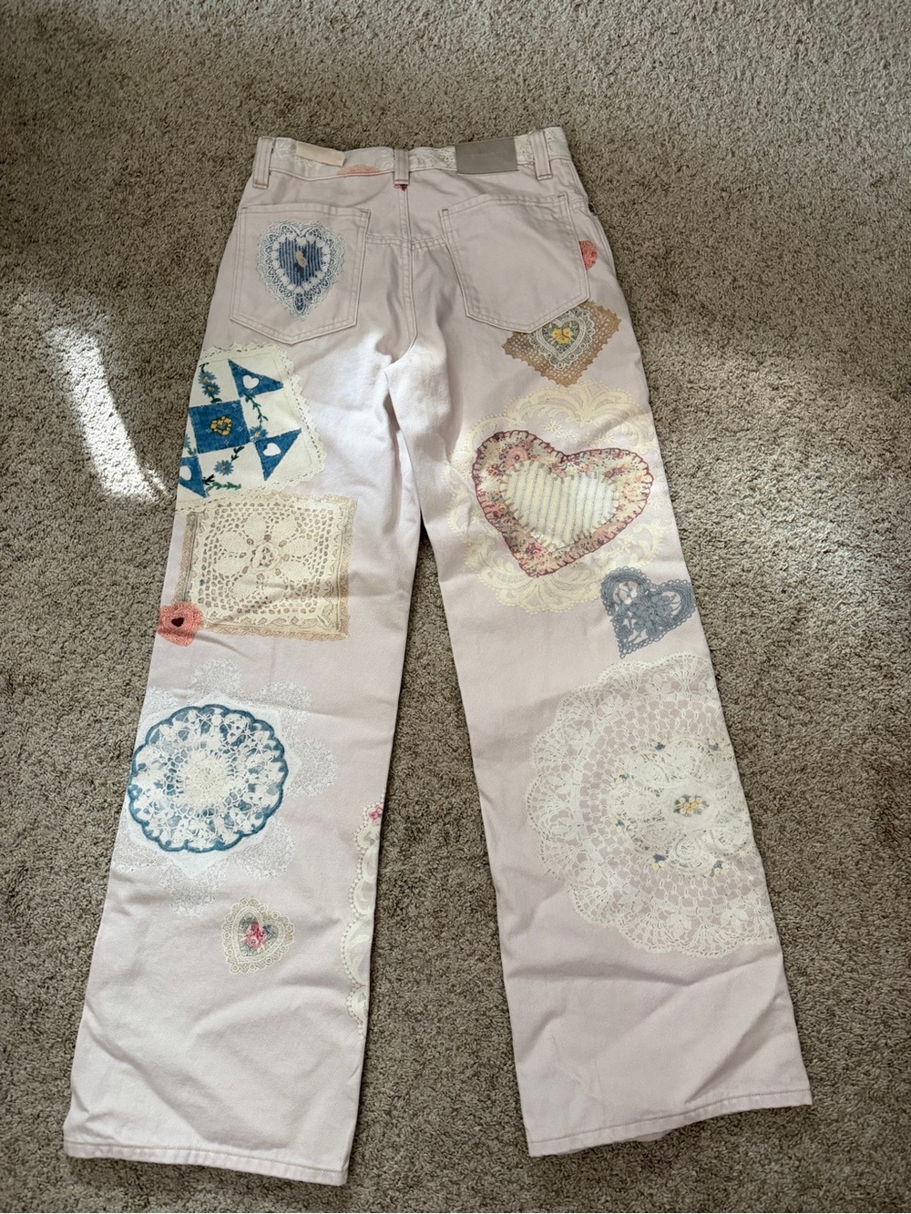 NWT Free People Tinsley Illusions Printed Jeans Heirloom Ivory 27 - Picture 5 of 6